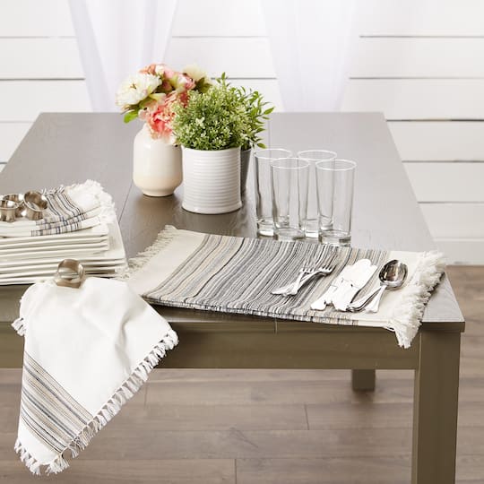 DII® 13" x 20" Fringed Striped Tabletoppers